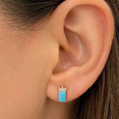 Turquoise and diamond earrings in 14k gold – Diamond Tales