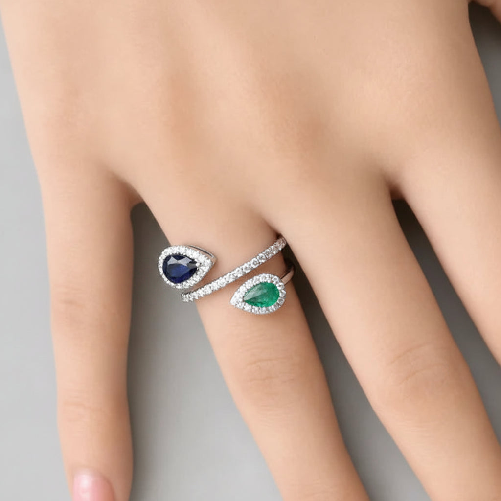 two-stone-pear-sapphire-emerald-ring-18k-white-gold