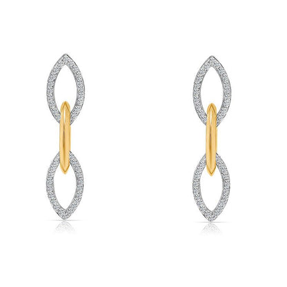 14k two-tone gold link earrings with 87 round brilliant-cut diamonds totaling 0.96 carats