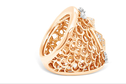 verhoeven joan of arc diamond ring in 18k rose gold with pave diamonds