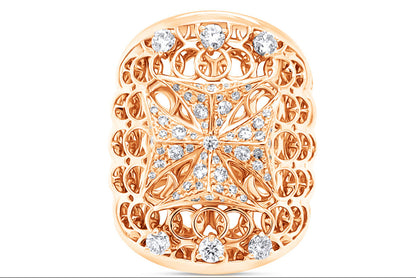 verhoeven joan of arc diamond ring in 18k rose gold with pave diamonds