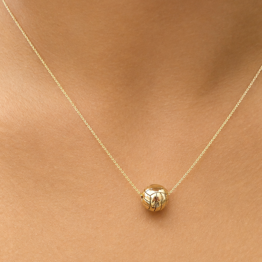 14k gold volleyball necklace by Diamond Tales