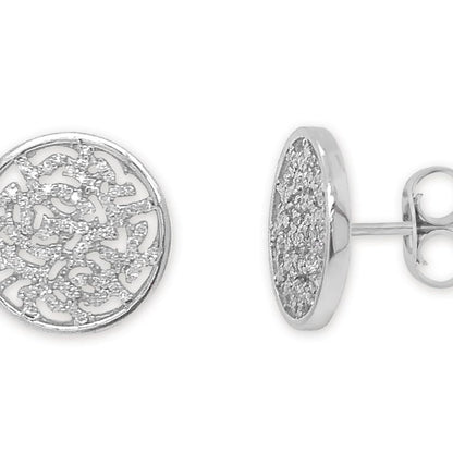 18k gold wavy diamond disc stud earrings