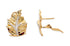 18k yellow gold leaf earrings with diamond accents and omega-style backs