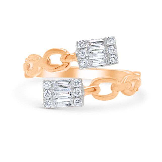 18k rose gold you-and-me illusion diamond ring by Diamond Tales